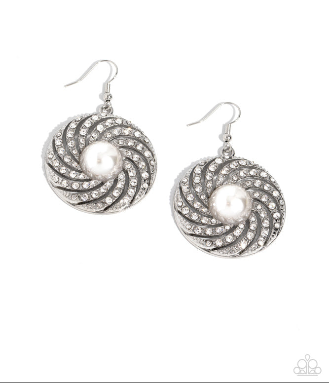 Vintage Vortex White Earrings