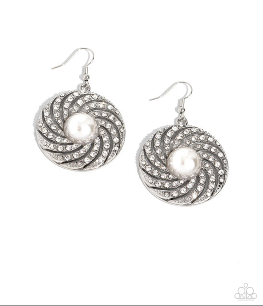 Vintage Vortex White Earrings