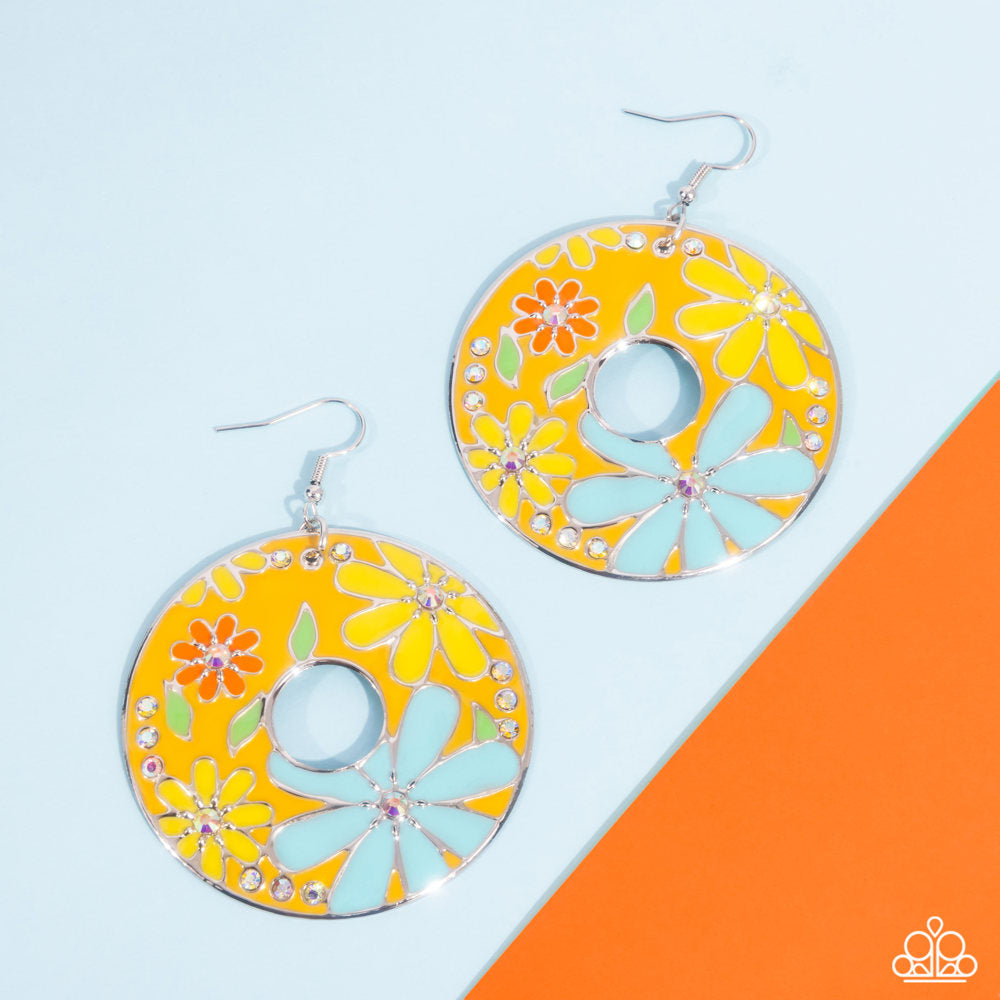 Embroidered Elegance Yellow Earrings