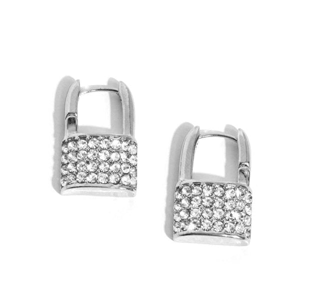 Locked Luxury White Hinge Hoops