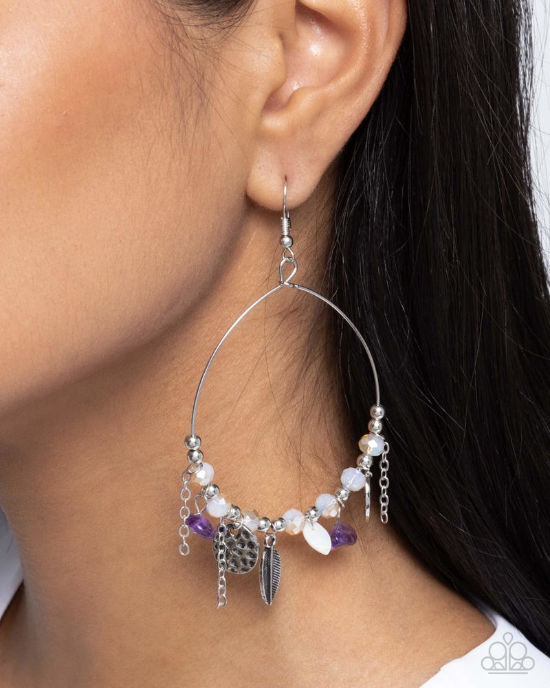 Feathered Fringe Purple Earrings