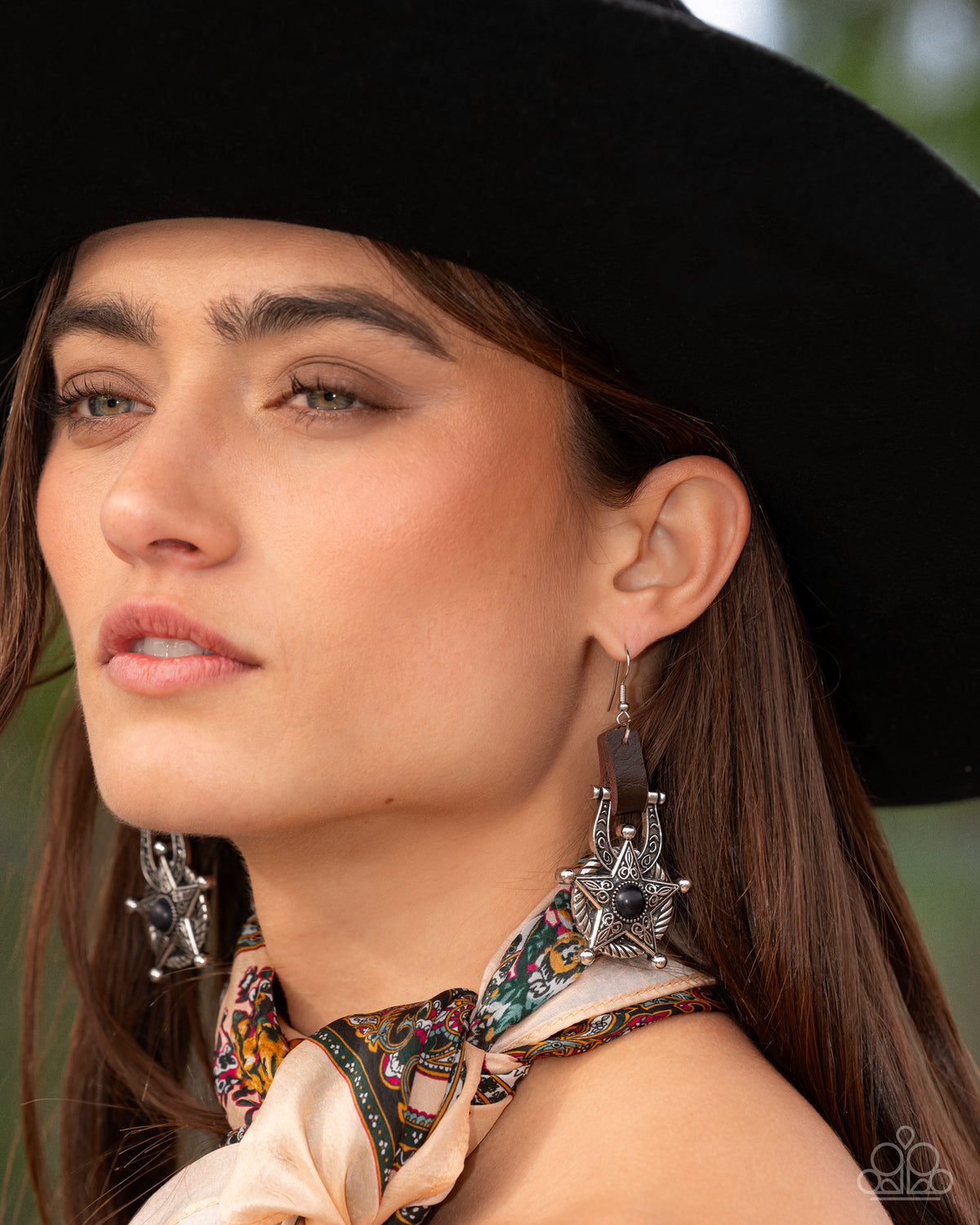 Western Warden Black Earrings