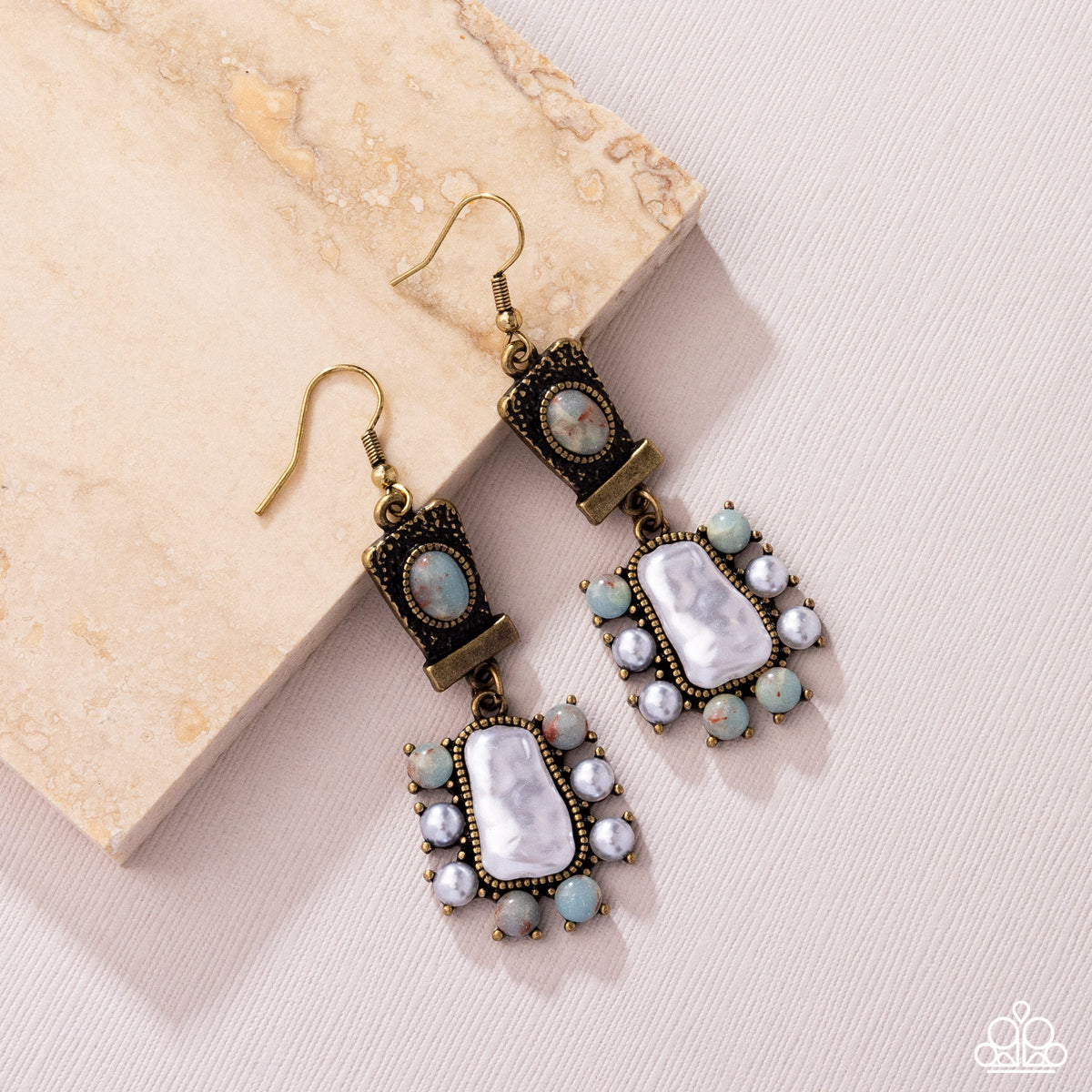 Synthetic Serenity Brass Earrings