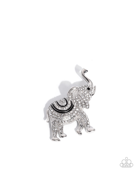 Elephant Embrace Black Brooch