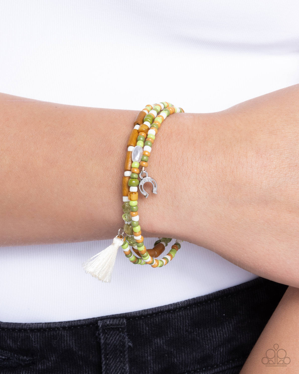 Colored Conversation Green Coil Bracelet