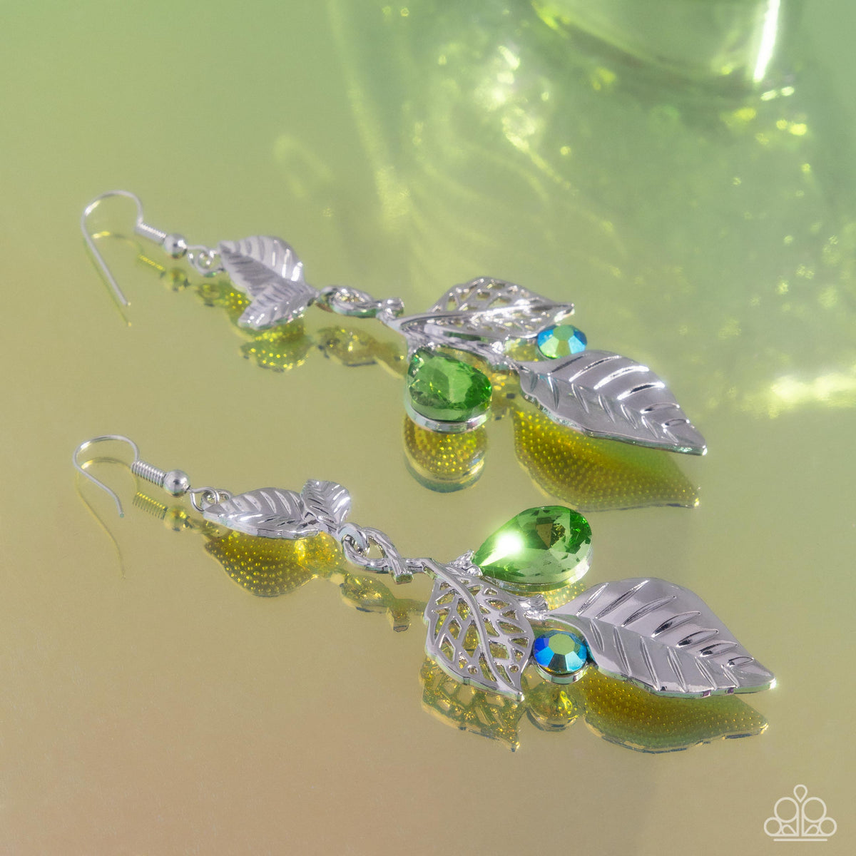 Descending Dazzle Green Earrings