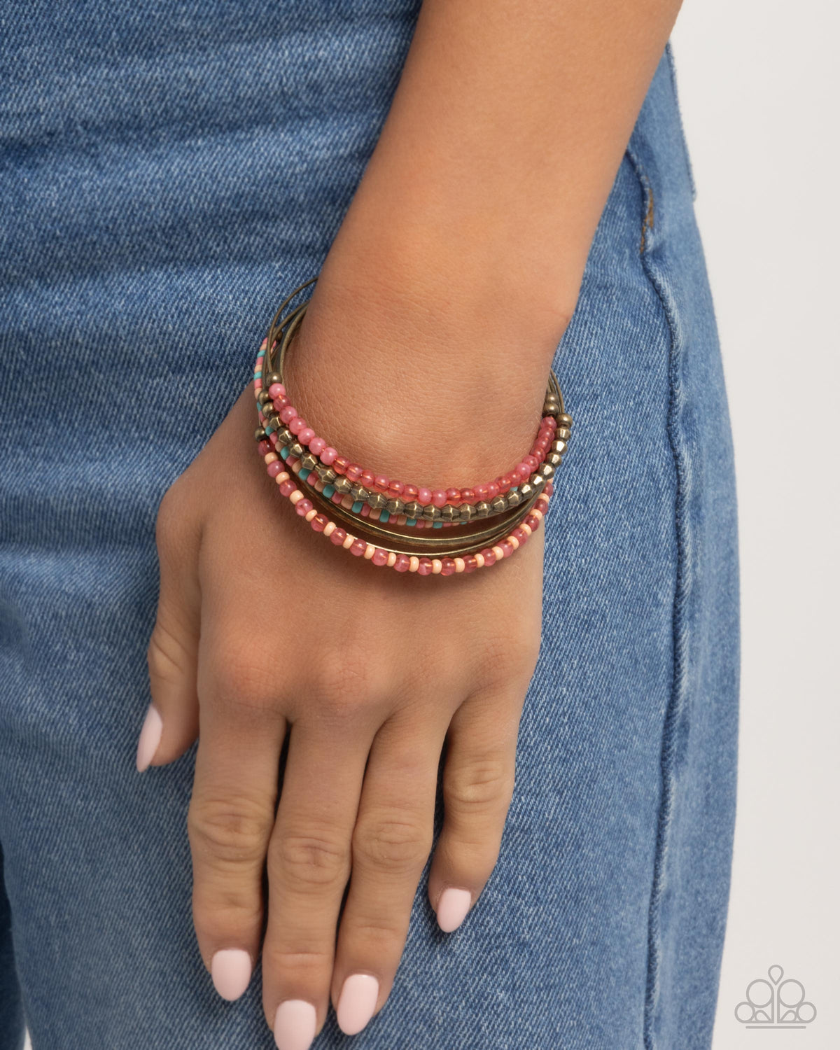 Seed Bead Shimmer Brass Bracelet
