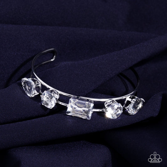 Uniquely Untapped White Cuff Bracelet