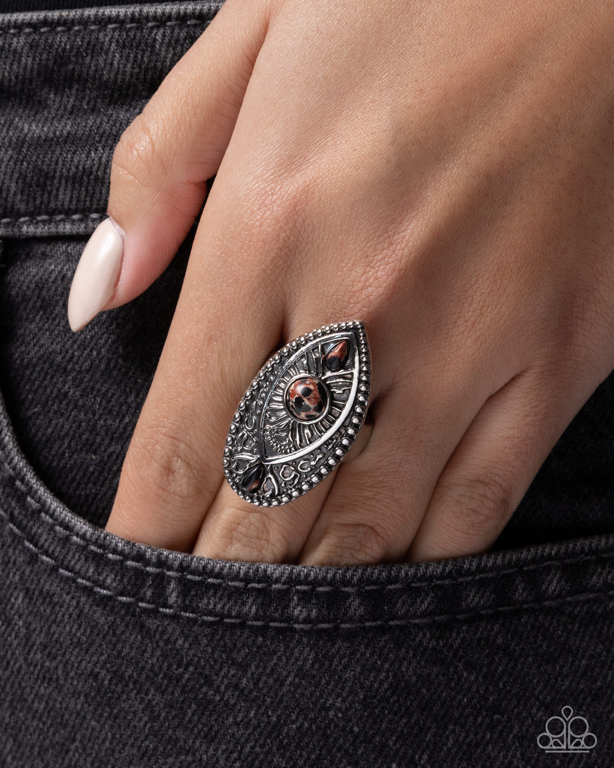 Rustic Raise Black Ring