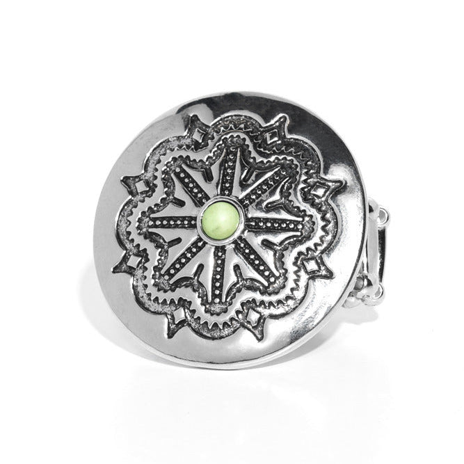 Carved Coachella Green Ring