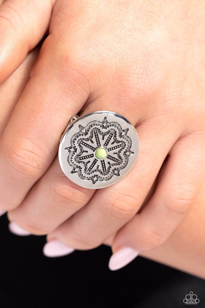 Carved Coachella Green Ring