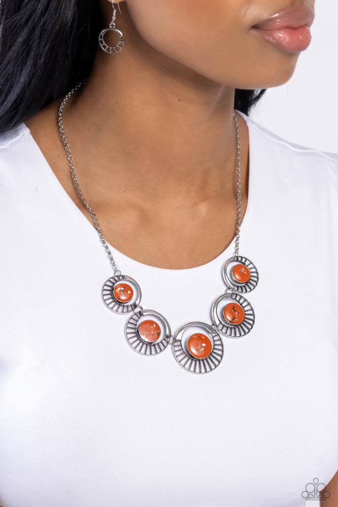 Elliptical Effervescence Orange Necklace