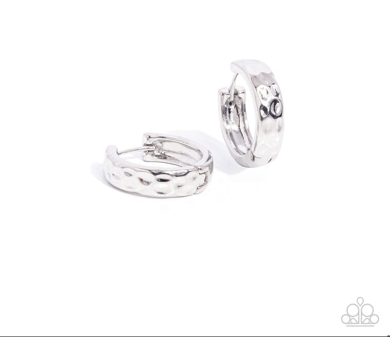 Hammered Hyperaware Silver Hinge Hoops