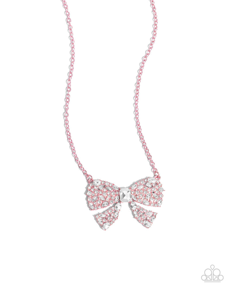 Bewitching Bow Pink Necklace