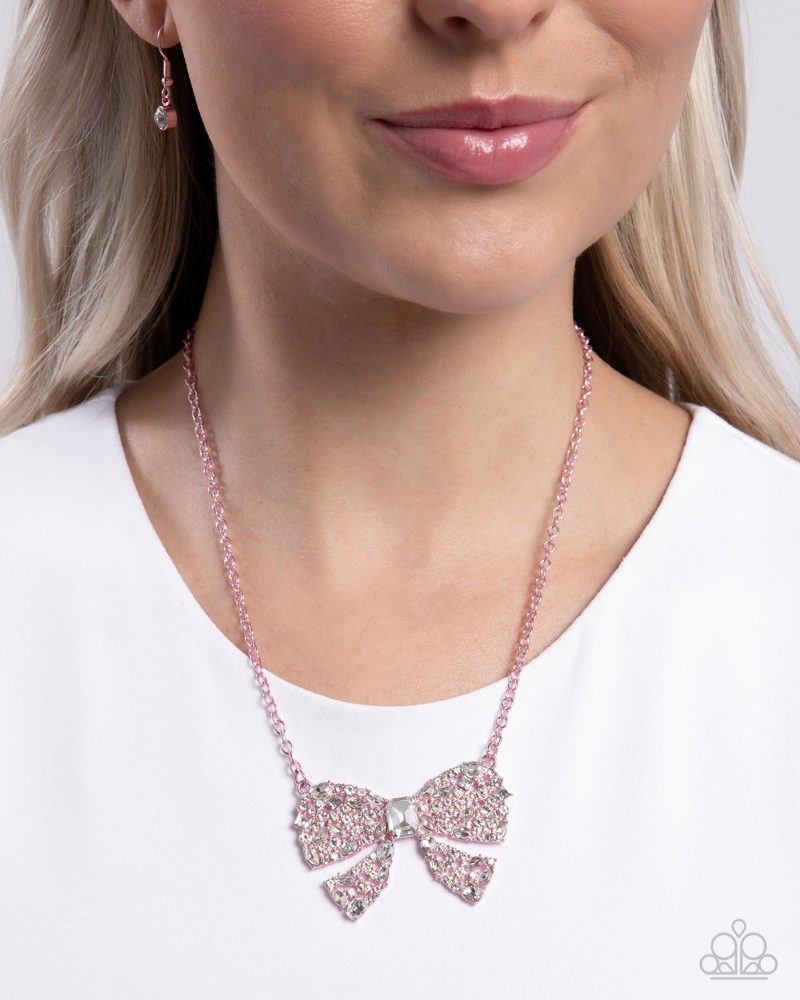 Bewitching Bow Pink Necklace