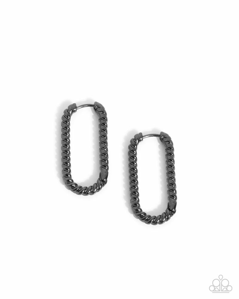 Meandering Moment Black Hinge Hoops