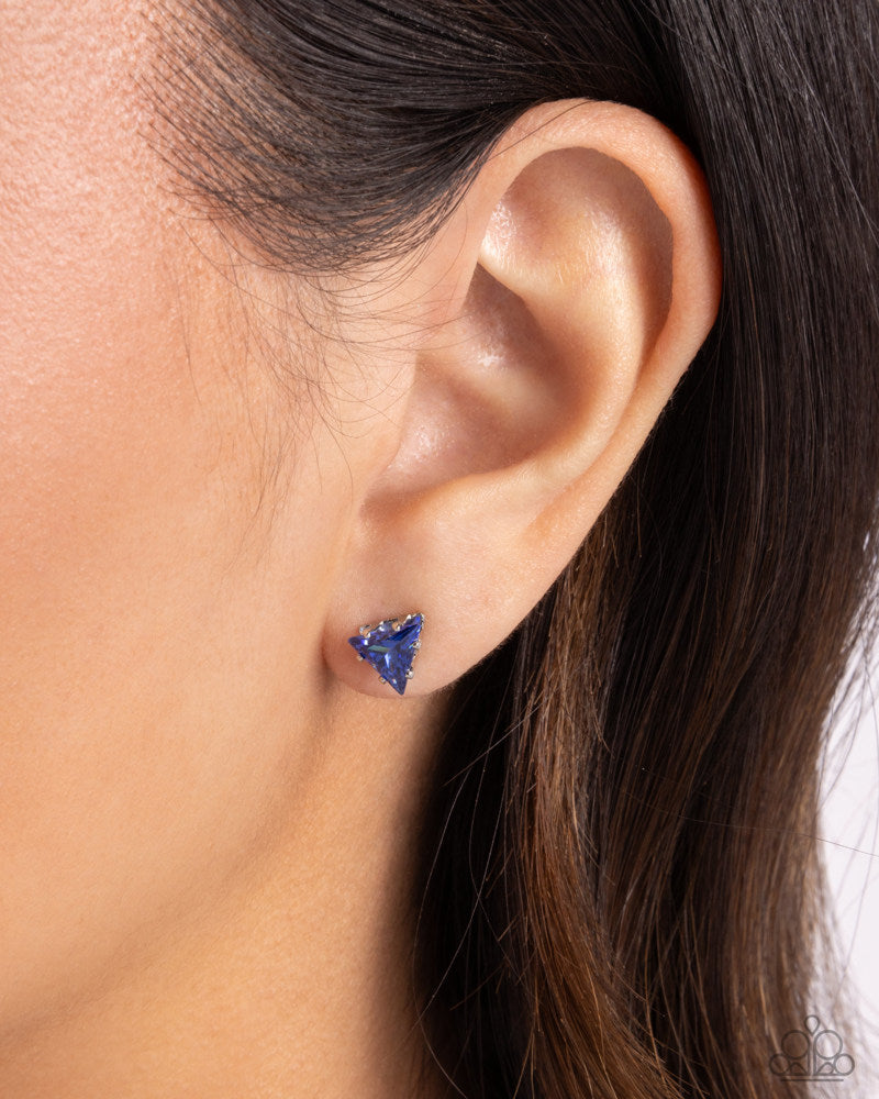 Triangular Twinkle Blue CZ Posts