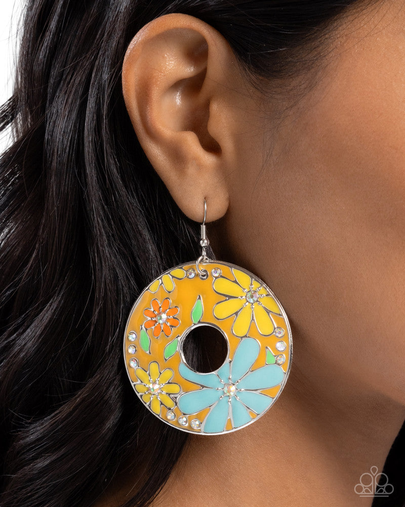 Embroidered Elegance Yellow Earrings