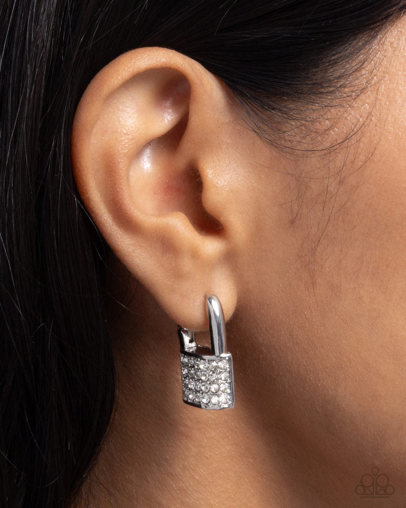 Locked Luxury White Hinge Hoops