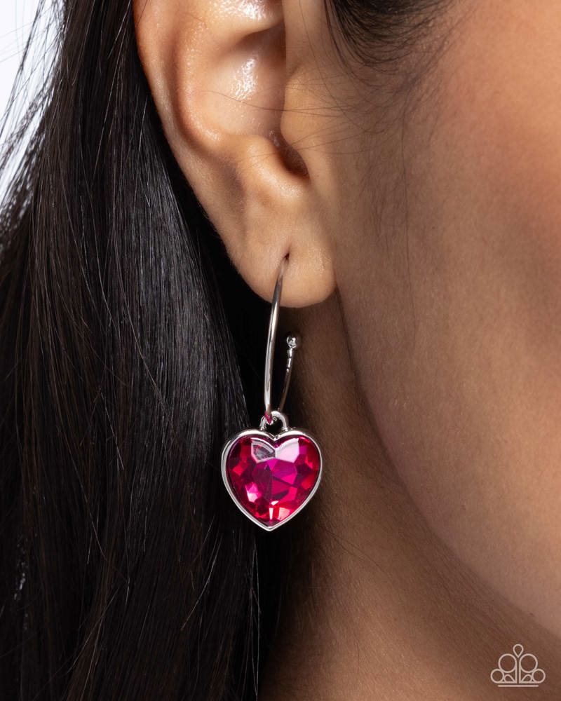 Diamond of the Night Pink Drop Hoops