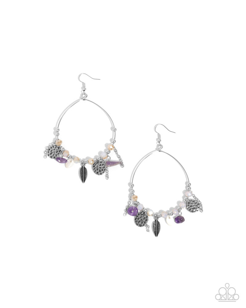 Feathered Fringe Purple Earrings