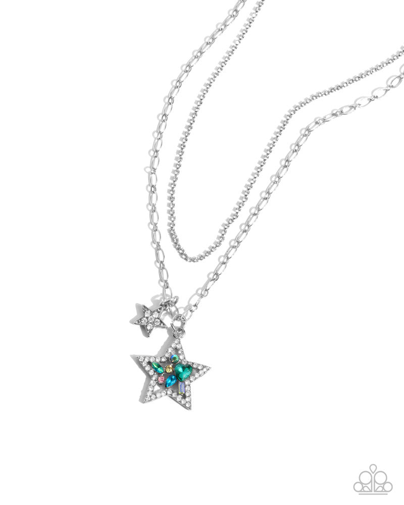 Stackable Stars Green Necklace