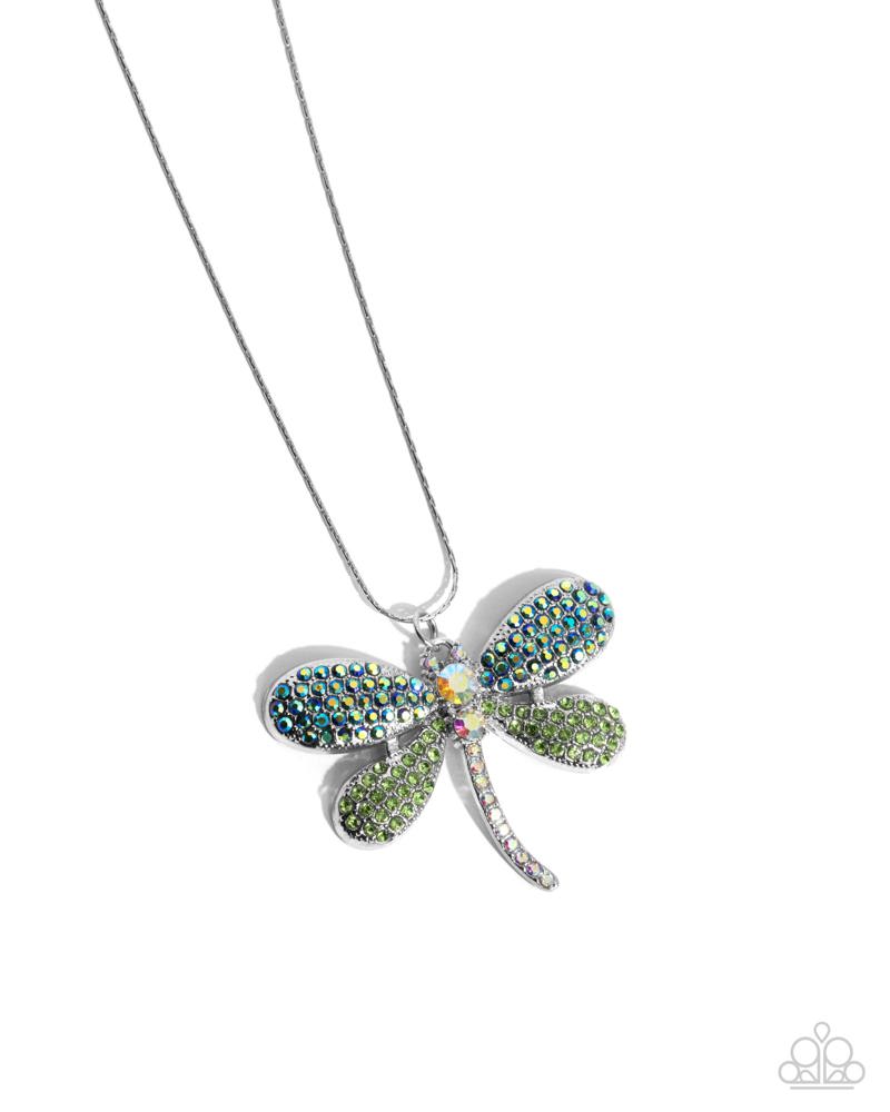Dragonfly Defiance Green Necklace