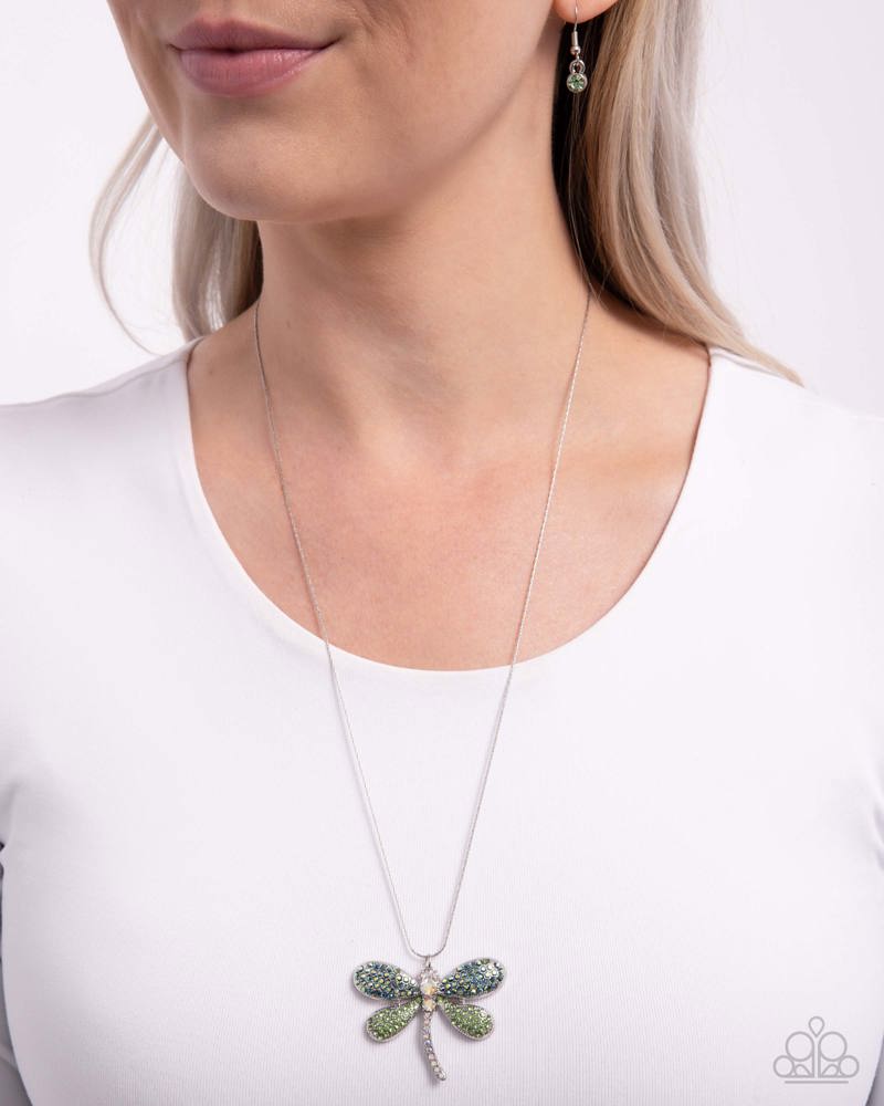 Dragonfly Defiance Green Necklace