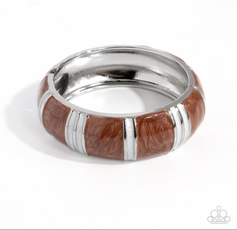 Pearly Persistence Brown Hinge Bracelet