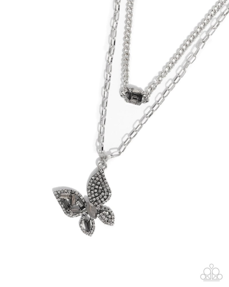 Hovering Headline Silver Necklace