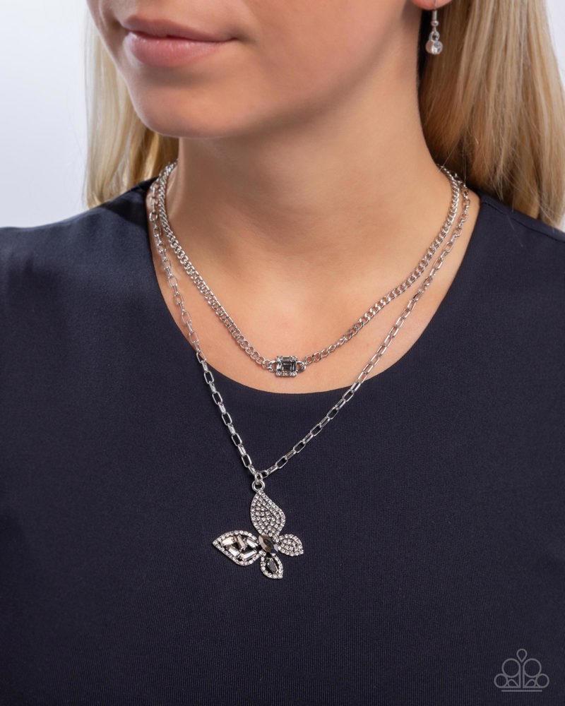 Hovering Headline Silver Necklace