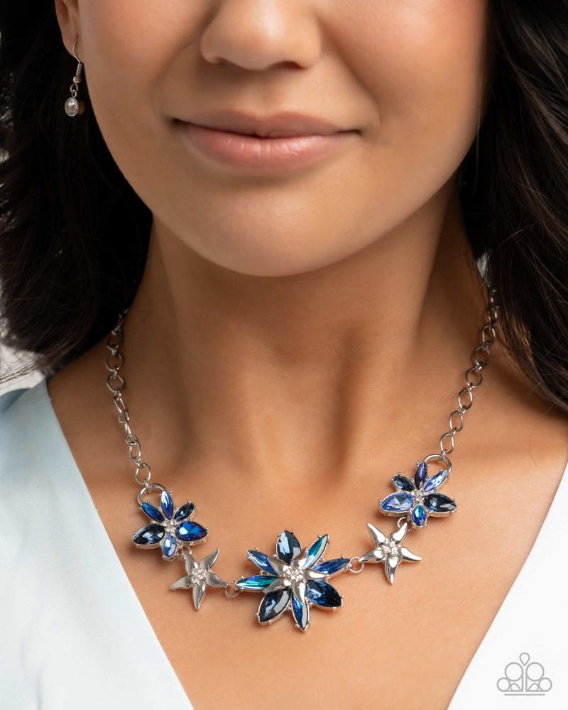 Floral Feature Blue Necklace