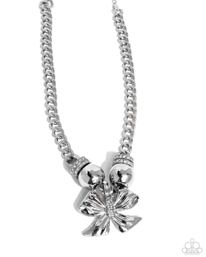 Big Deal Bow White Necklace