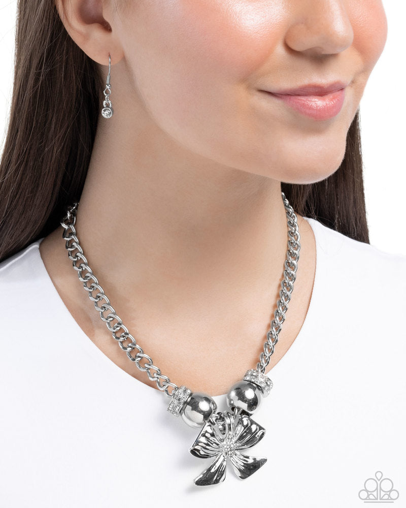 Big Deal Bow White Necklace