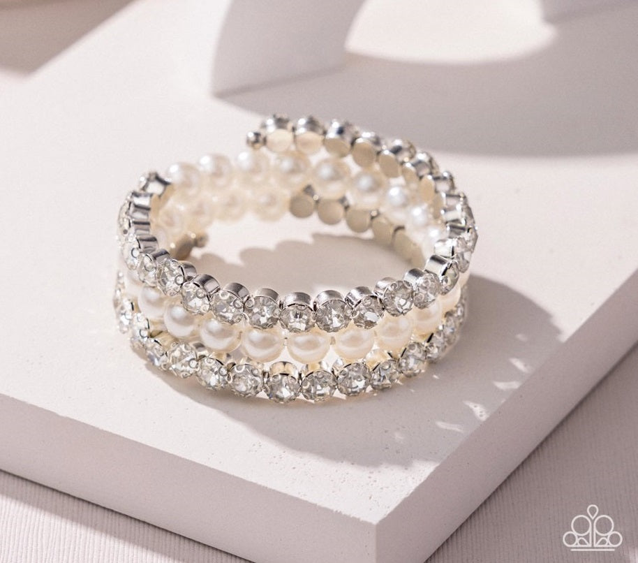 Grandiose Glitz White Coil Bracelet