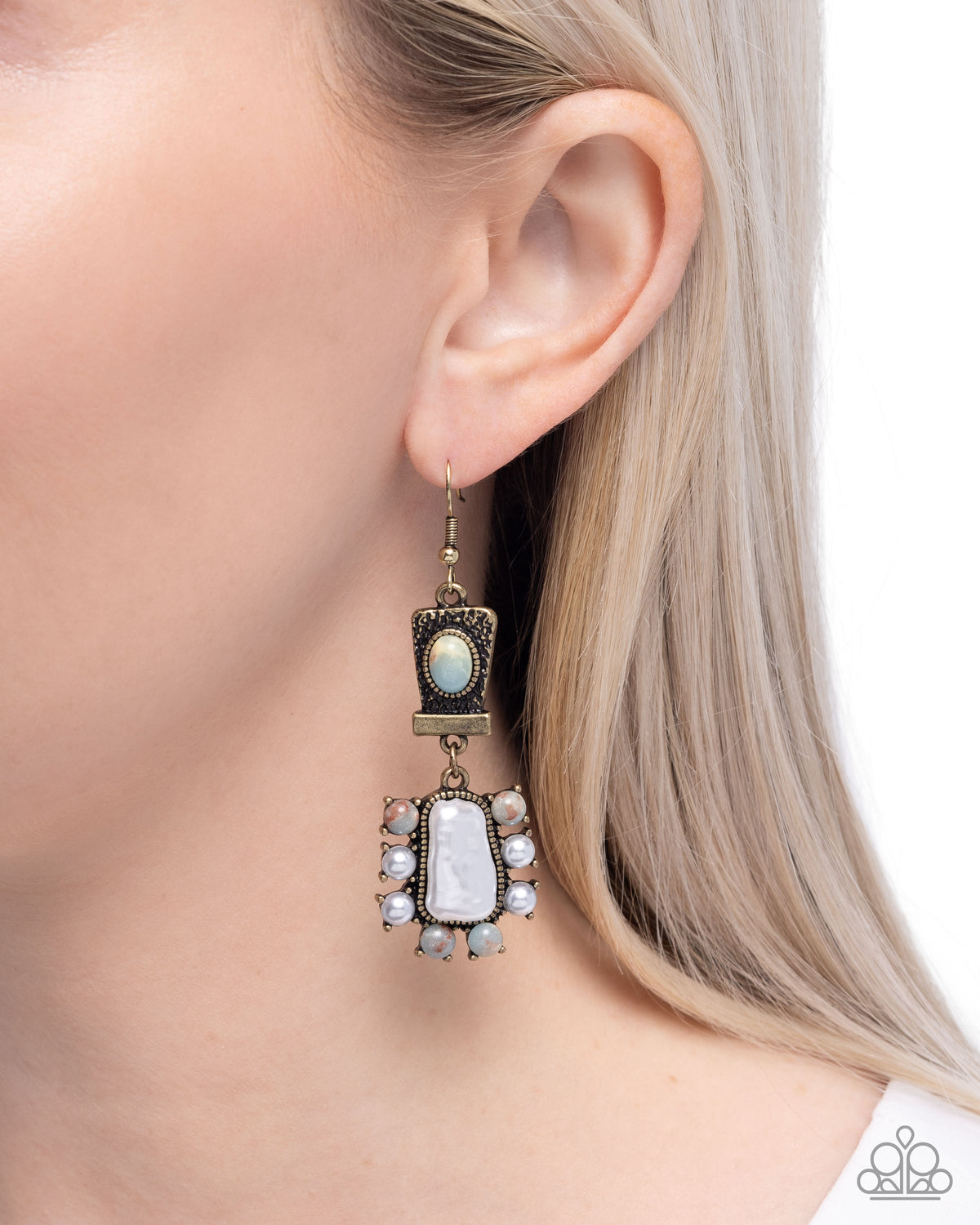 Synthetic Serenity Brass Earrings