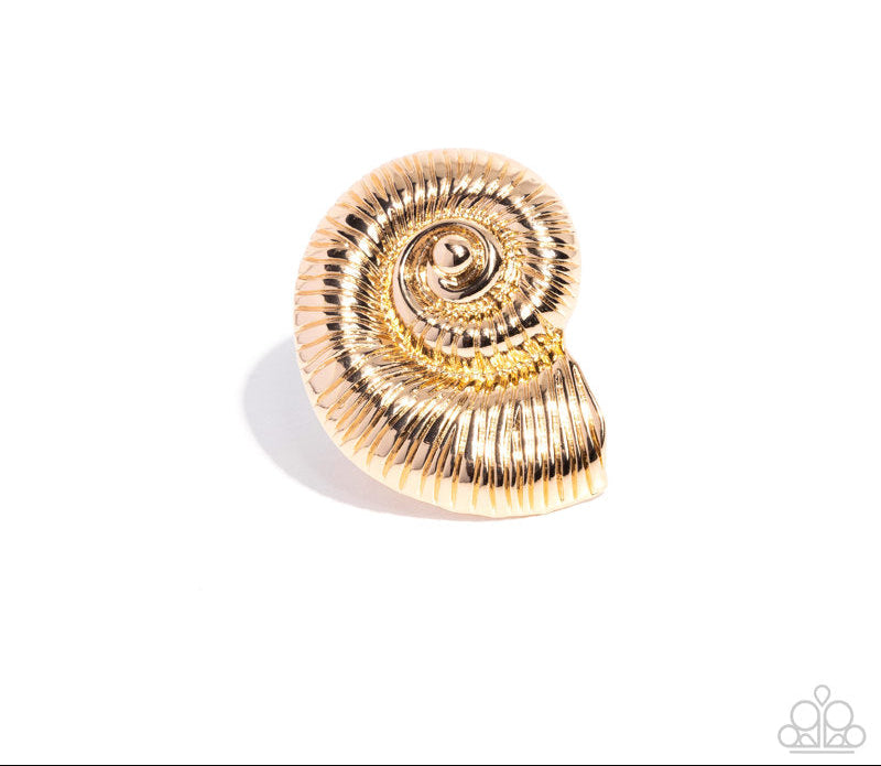 Shipwrecked Shell Gold Ring