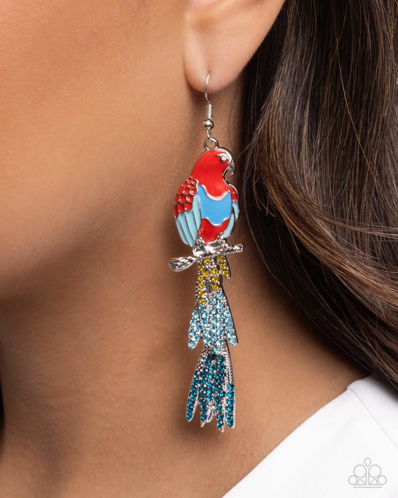 Parrot Pull Red Earrings