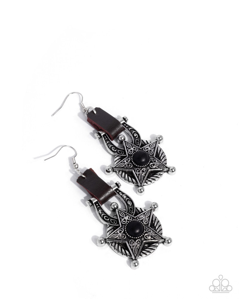 Western Warden Black Earrings