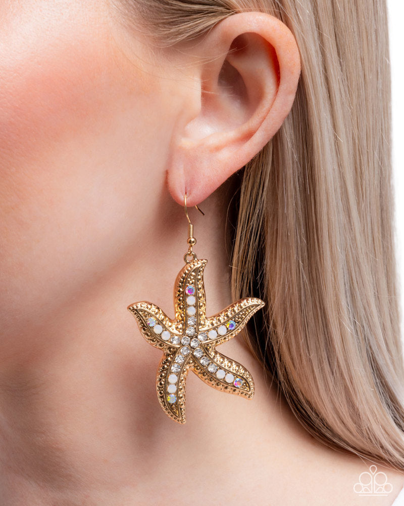 Seize the Starfish Gold Earrings