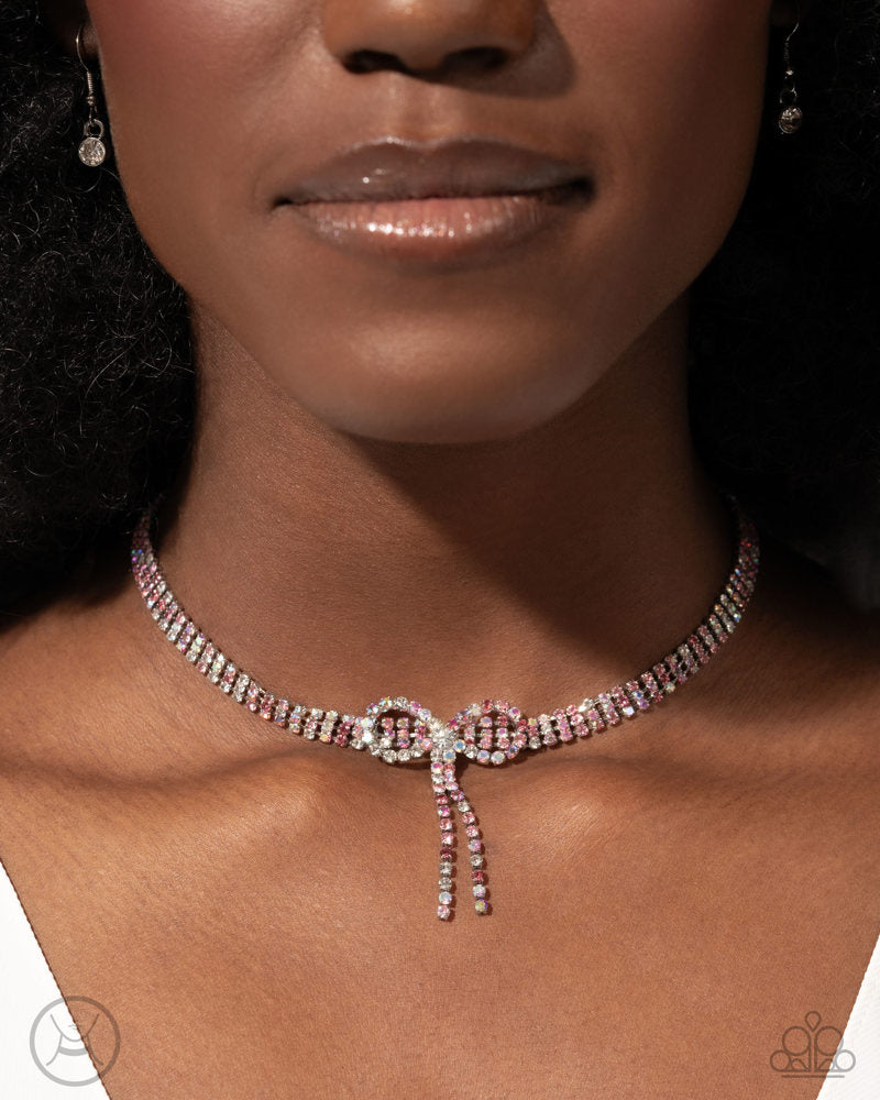 Buckingham Bow Pink Necklace