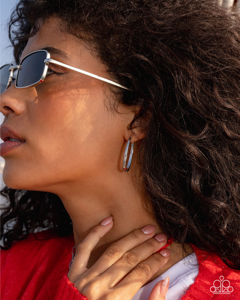Now or LEISURE Silver Hinge Hoops