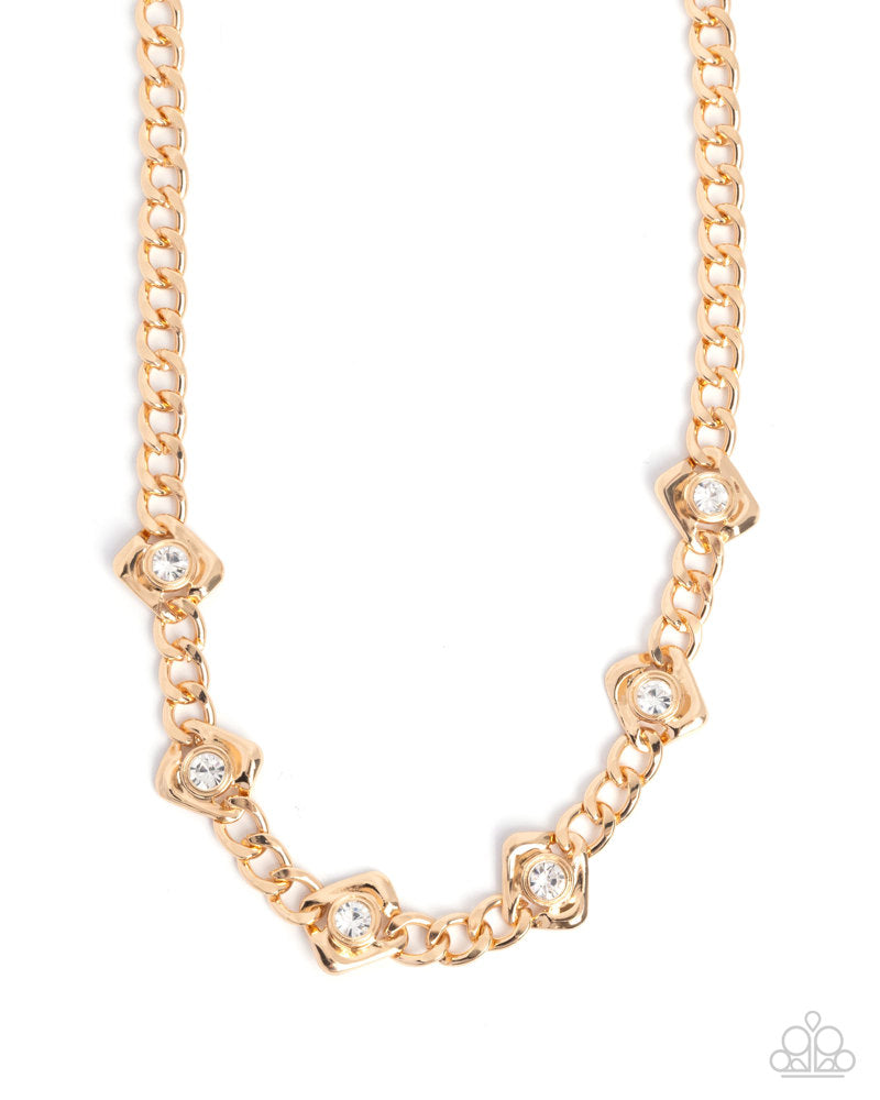 Square Silhouette Gold Necklace