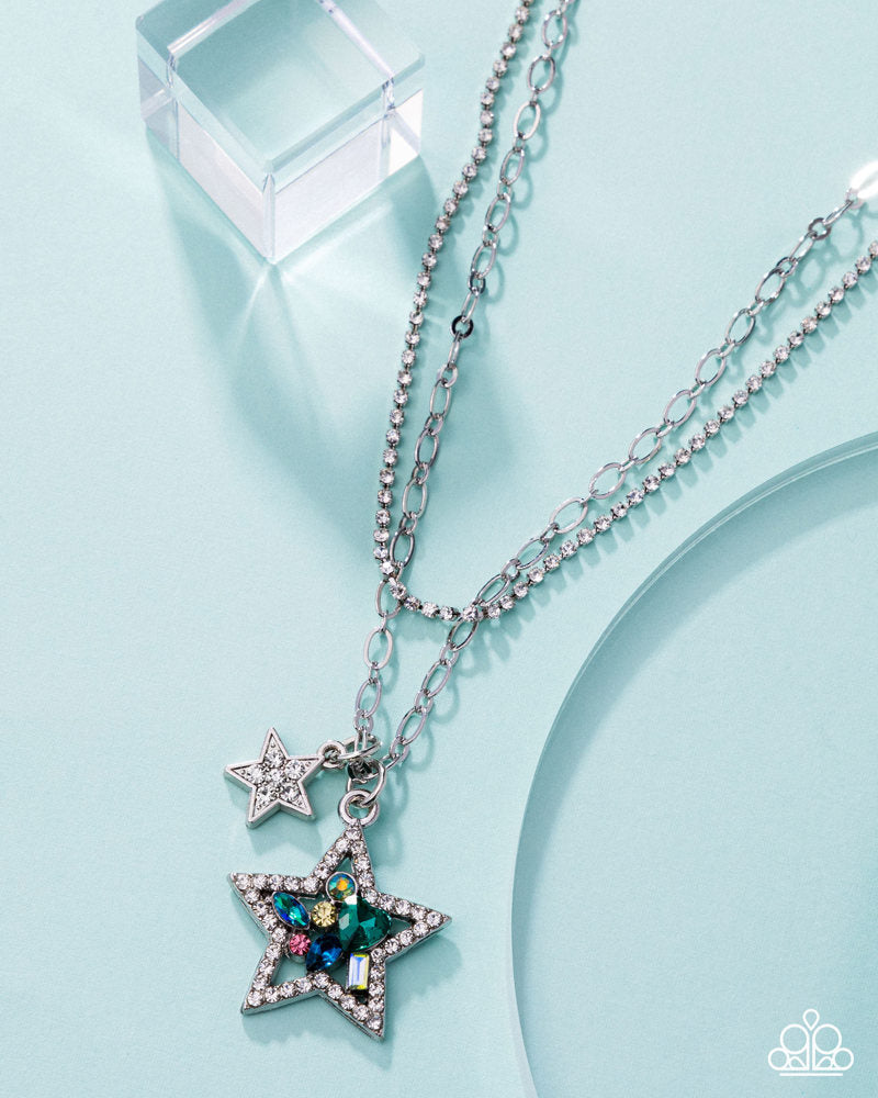 Stackable Stars Green Necklace