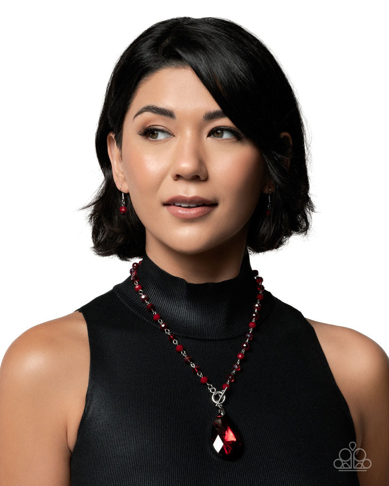 Teardrop Tale Red Necklace