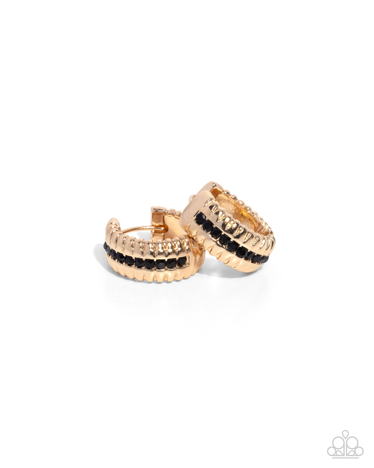 Serrated Shimmer Gold Hinge Hoops