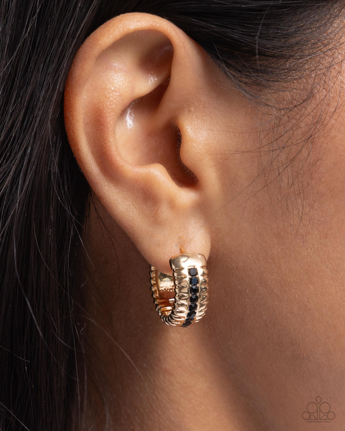 Serrated Shimmer Gold Hinge Hoops
