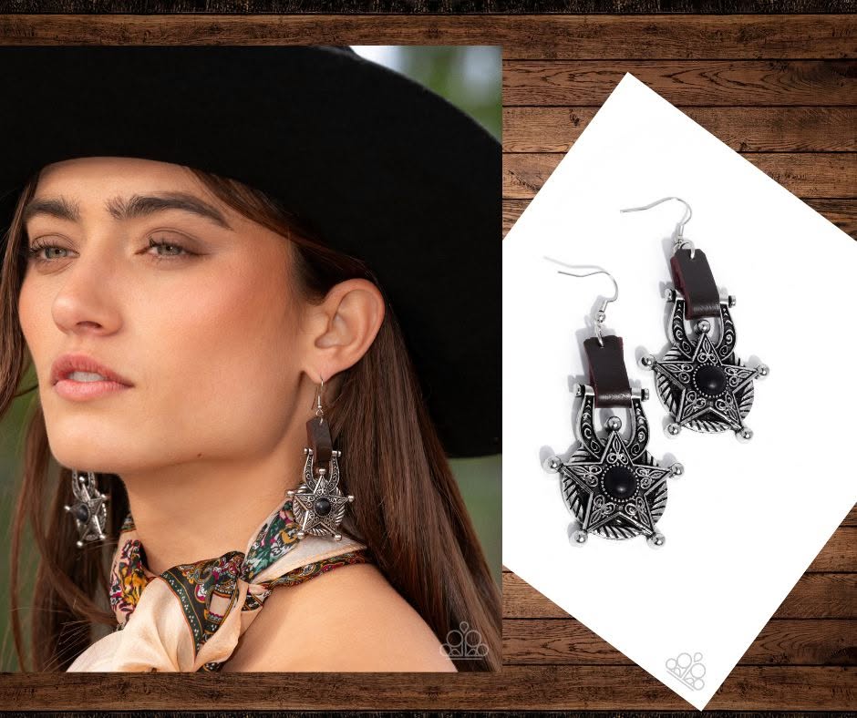 Western Warden Black Earrings