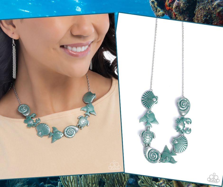 Coastal Shelf Blue Necklace