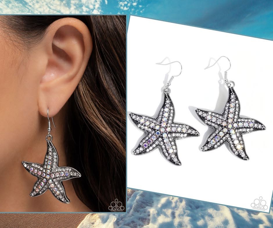 Starfish Spectacle White Earrings